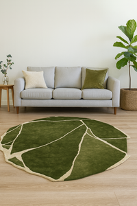 Modern green Hand Tufted Wool round Area Rug Pet Friendly Non-Slip Home <b>Decor</b> Christmas Gift Living Room Bedroom Picnic Use - Product Image 1