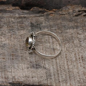 Round Cut Citrine Gemstone <b>Ring</b> Bezel Setting Minimalist 925 Sterling Silver Oxidized Boho Jewelry Gift for Women Party - Product Image 2