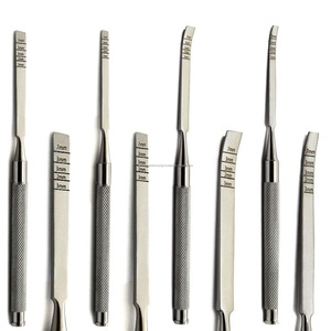 WORLD PRECISION SURGICAL Ensemble de ciseaux à os dentaires, droits et courbés, avec poignée moletée, argent, instruments chirurgicaux manuels d'ostéotomie 7mm - Product Image 1