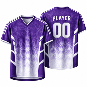 Maillot de football personnalisé sublimé pour supporter, léger, respirant, séchage rapide, col en V, avec nom et numéro personnalisables - Product Image 1