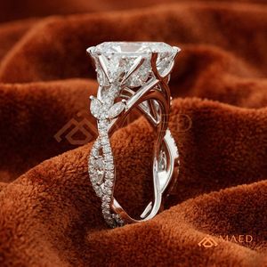 <b>Silver</b> <b>Emerald</b> Cut Moissanite <b>Ring</b> Elegant Womens Engagement Jewelry Luxury Fashion <b>Ring</b> NYC Style Gift - Product Image 2