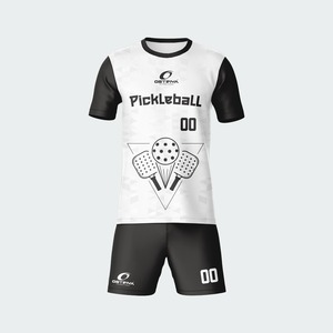 Conjunto de Camiseta y Pantalones Cortos de Pickleball Unisex, Ropa Deportiva Sublimada que Absorbe la Humedad, Azul y Blanco, Corte Regular para Adultos - Product Image 4