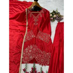 Conjunto Dupatta hermoso y parte inferior superior de ropa de fiesta para mujer de diseñador - Product Image 1