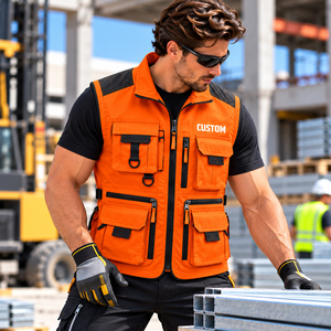 Chaleco de Trabajo Multibolsillos para Hombre, Chaleco Portaherramientas sin Mangas con Logotipo Personalizado, Ropa de Trabajo Resistente con Cierre de Cremallera - Product Image 1