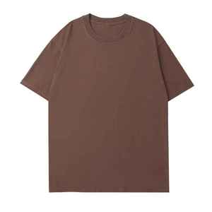 T-shirt pour homme en coton lourd à col rond et manches courtes, coupe ample, couleur unie, avec logo personnalisé, idéal pour l'été - Product Image 5