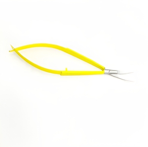 Tijeras de Precisión Curvas de Acero Inoxidable con Mango Recubierto de Amarillo, Tijeras Profesionales para Extensión de Pestañas y Recorte de Cejas - Product Image 1