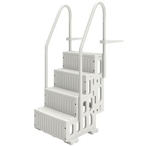 Scaletta Regolabile Bianca per Piscine Fuori Terra e Sport Acquatici Gonfiabili con Corrimano - Product Image 1