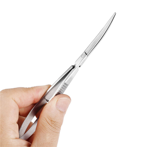 Ciseaux à ongles professionnels à ressort, en acier inoxydable, lame incurvée, outil de coupe de précision pour cuticules, manche en acier, logo personnalisé - Product Image 3