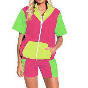 Custom Made Factory Manufacture Men's Panel Work Windbreaker Polyester Nylon Tracksuit Mens <b>Track</b> Zip up <b>Jacket</b> and Shorts Set - Product Image 1