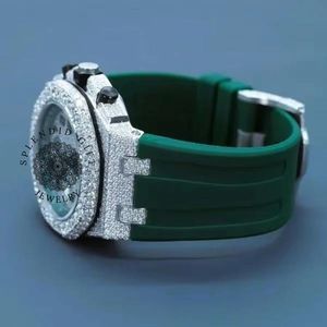 Montre de luxe en diamant et moissanite, bracelet argenté, fermoir caché, mouvement à quartz ETA analogique, unisexe, 15 mm, verre saphir, pour mariage et soirée - Product Image 4