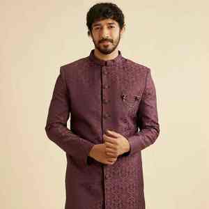 Sherwani de Diseño Real para Hombre, Estilo Casual para Boda, Indio/Pakistaní, con Bordado Zari, Protección Solar, Antiarrugas, para Todas las Temporadas - Product Image 1