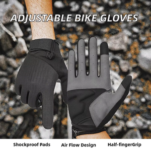 Gants de cyclisme demi-doigts en polyester respirant et réglables avec coussinets antichoc pour VTT, vélo de course et sports - Product Image 2