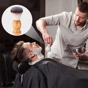 Juego de 3 brochas de afeitar para hombre, herramienta de limpieza facial y de barba para barbería, brocha de afeitar con mango de madera - Product Image 6