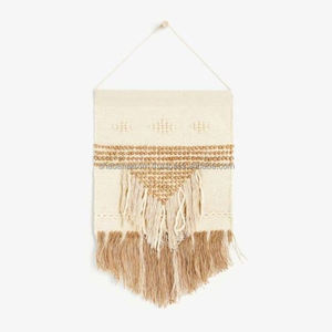 Tapiz de pared tejido de estilo bohemio moderno, tapiz de forma diferente del fabricante indio con colgantes de cuerda, decoración del hogar - Product Image 2