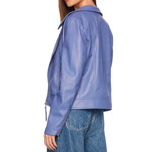Ladies Fashion Leather Jacket Classic Motorcycle Biker Coat Genuine Leather Outerwear With Comfortable Modern Fit - Product Image 2