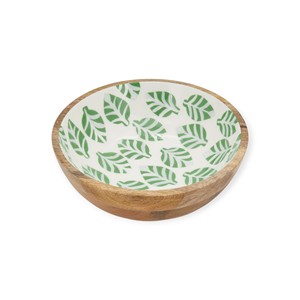 Bol en bois fait main avec intérieur en émail floral bleu pour une vaisselle élégante et une décoration de cuisine moderne - Product Image 2
