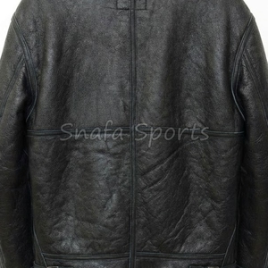 Bomber Shearling Sheepskin Leather <b>Jacket</b> for <b>Men</b> Flying Biker Style Warm Fur Lined <b>Canvas</b> OEM Customizable - Product Image 5