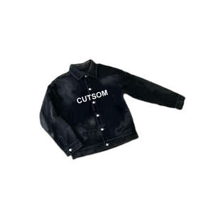 Ensemble deux pièces pour homme, veste en jean délavé à l'acide 100% coton de haute qualité et pantalon évasé, costumes hip-hop pour homme - Product Image 3