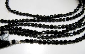 Cuentas facetadas de espinela negra natural, forma de moneda redonda, 6 mm, hebra de 8 pulgadas de largo - Product Image 2