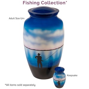 Urna Funeraria con Temática de Pesca, Estilo Americano, Blanca, Capacidad de 200 Pulgadas Cúbicas, Tamaño Adulto, Incluye Colgante, Opciones de Fuente, Conmemorativa - Product Image 5