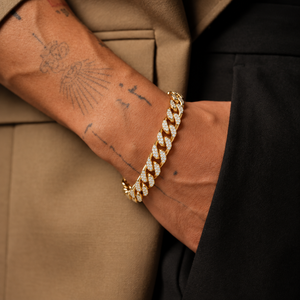 Bracelet à maillons cubains avec diamant de laboratoire rond brillant 1 CTW E F VVS VS, bijoux Hip Hop Streetwear, 21 cm, or, argent, platine - Product Image 6