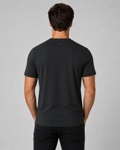 F2WIN Men's V-Neck Short Sleeve <b>T</b>-<b>Shirt</b> Regular Fit Black Casual Breathable Fleece Knitted <b>Polyester</b> Cotton Solid Color Custom - Product Image 4