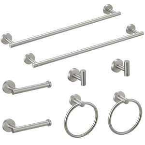 8-Piece <b>Brushed</b> Nickel Bathroom Accessory Set Stainless Steel Hardware Including Paper Holders <b>Bath</b> Towel Bar Racks - Product Image 5