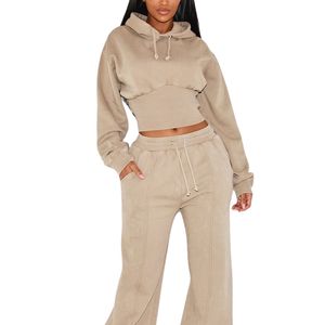 เสื้อฮู้ดครอปผู้หญิงผ้าฝ้ายคุณภาพสูงแบบกำหนดเอง รุ่นใหม่ล่าสุด แขนยาว สไตล์ลำลอง แฟชั่น เสื้อครอปฮู้ดดี้ รับผลิตตามสั่ง ขายส่ง - Product Image 4