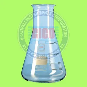 Fiole Erlenmeyer conique en verre borosilicaté transparent, à col large, graduée, pour laboratoire, marque personnalisée, garantie 3 ans - Product Image 2