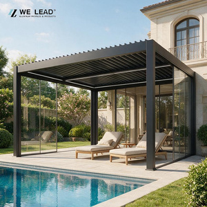 Pérgola Bioclimática de Aluminio para Jardín, Resistente a la Intemperie, con Sistema de Techo de Láminas Ajustables Motorizadas - Product Image 1