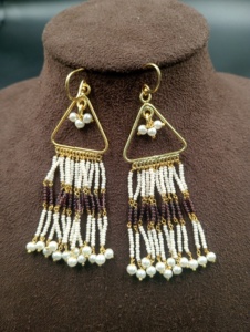 Boucles d'oreilles créoles pendantes style bohème plaquées or avec pampilles et perles d'imitation, bijoux de mariage pour femme - Product Image 5