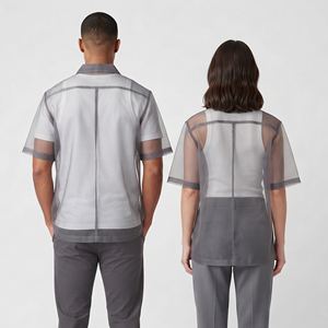 Wholesale Sheer Mesh Button Down <b>Shirt</b> Short Sleeve Transparent Loose Fit 100% Polyester <b>Shirt</b> Top Night Sexy <b>See</b> <b>Through</b> <b>Shirt</b> - Product Image 2