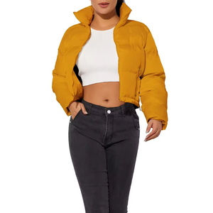 Customized Women's <b>Cropped</b> Knitted Canvas <b>Puffer</b> <b>Jacket</b> High Quality Breathable Waterproof Cotton Polyester Plus Size Winter - Product Image 1