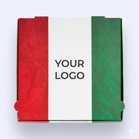 Scatola per Pizza Rigida in Cartone Ondulato Kraft Ecologico con Stampa Flessografica Personalizzata, Goffratura e Laminazione Opaca, Logo e Forma Personalizzabili
