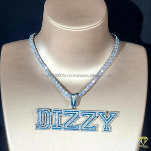 จี้เพชรบลูมอยส์ซาไนต์ "DIZZY" สไตล์ฮิปฮอป พร้อมสร้อยคอเทนนิสชุบทองคำขาว สำหรับผู้ชาย - Product Image 2
