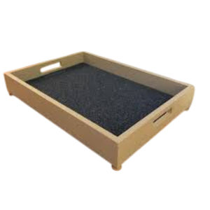 Plateau à chaussures rectangulaire en bois style ferme avec insert de tapis noir amovible, organiseur d'entrée intérieure pour chaussures et accessoires, avec fonction anti-goutte - Product Image 6