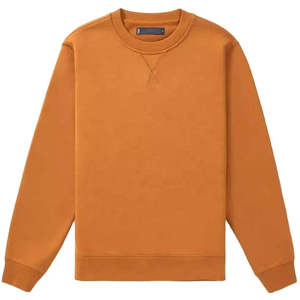 เสื้อสเวตเชิ้ตแขนยาวคอกลมสีน้ำตาลคาราเมลสำหรับผู้ชาย ผ้าฟลีซ  รับทำโลโก้ตามสั่ง  OEM ODM ขายส่งเสื้อผ้า - Product Image 1