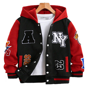 Perfect Custom Embroidery Hooded Baseball <b>Boys</b> <b>Varsity</b> <b>Jacket</b> Polyester Chenille Patch Kids Casual Winter Wear Super Thick - Product Image 4