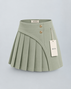 RITS Women's High Waist <b>Pleated</b> Mini <b>Skirt</b> Print <b>Black</b> Anti-Wrinkle Quick Dry Woven Spandex/Polyester Pocket Wholesale Rate - Product Image 2