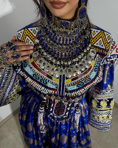 Robes de mariée afghanes modernes avec appliques en dentelle brodées à la main, manches longues, combinaison de couleurs, dupatta coloré, robe afghane Kuchi - Product Image 4