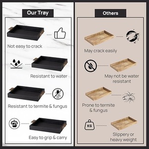 Bandeja de Servir Rectangular de Madera Negra con Asas, Bandeja de Madera Maciza para Comida, Desayuno, Café, Té, para Hogar, Hotel, Restaurante - Product Image 5