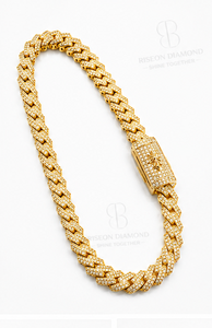 Premium Cuban link chain <b>necklace</b> in 18K yellow gold iced out with hand set lab grown diamonds bold hip hop luxury <b>statement</b> - Product Image 3