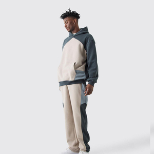 <b>Men's</b> Blue <b>White</b> Solid Breathable Eco-Friendly Lightweight Hooded Tracksuit Full Length Cotton Casual <b>Joggers</b> Side Pockets - Product Image 2
