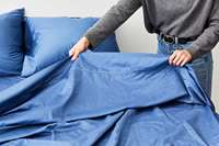 Parure de draps plats rayés en coton imperméable 200TC Soie/Lin, 5 pièces, tailles Twin et Queen, écologiques, antibactériens et antistatiques