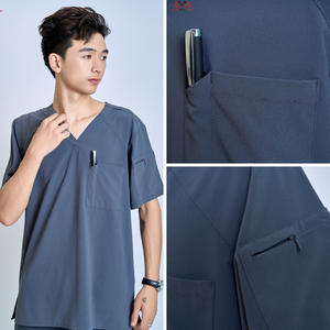 Combinaison de travail en toile de coton/PE/Spandex de qualité supérieure, confortable et pratique pour salon de beauté, dernier design, usine FMF, faible MOQ - Product Image 2