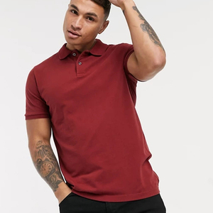 Polo de Manga Corta Rojo Sólido para Hombre, Algodón Oxford, Estilo Casual, Antiarrugas, Diseño con Botones - Product Image 1
