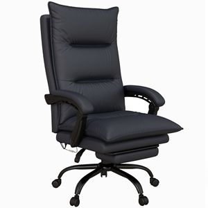 Sedia da Ufficio Riscaldata Grigia con 6 Punti di Vibrazione, Braccioli e Poggiapiedi Confortevoli, Base in Legno e Nylon per Massaggio e Relax - Product Image 1