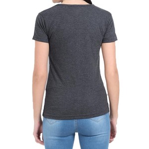 T-shirt décontracté tendance pour femme, col rond, personnalisable pour la vente en gros, avec appliques, en coton biologique, tissu doux - Product Image 2