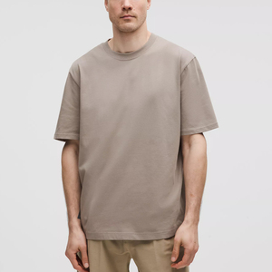 T-shirt homme en coton tricoté épais, coupe slim, couleur unie, logo personnalisé imprimé, nouveau design. - Product Image 4