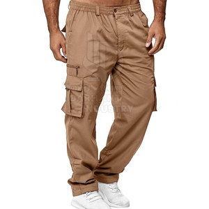 New Design Men's 100% Cotton Lightweight Straight Casual Cargo Pants Mid Rise <b>Light</b> Wash Breathable Eco-Friendly Drawstring - Product Image 2